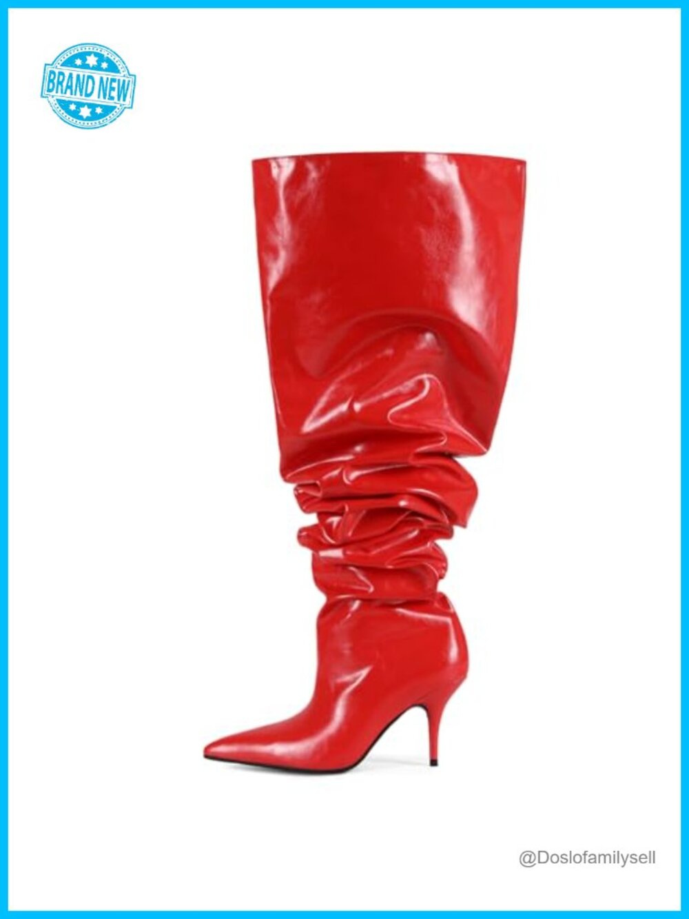 Women's Faux Leather Over the Knee Stiletto Heel Pointed Toe Wide Calf Pull On